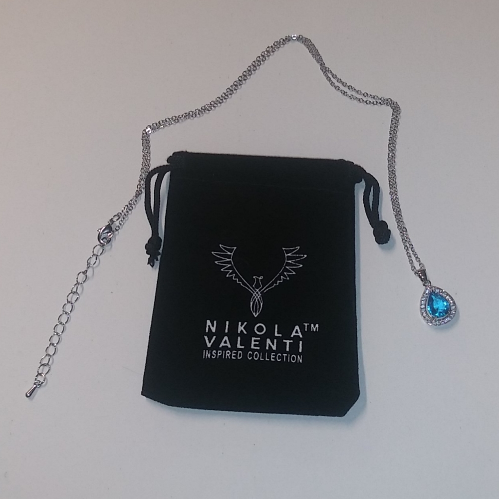 Nikola Valenti white gold plated Austrian blue gem - Picture 13 of 15